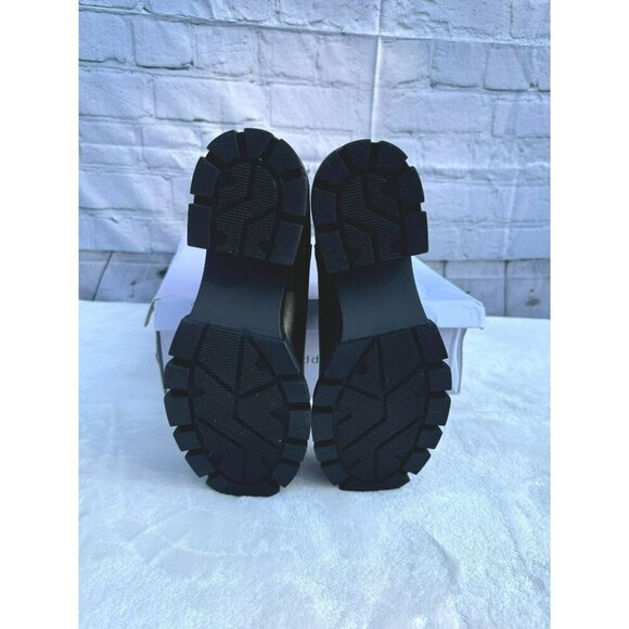 Madden girl black ankle Chelsea Tessa boots pull on chunky lug sole NWB size - Picture 5 of 8